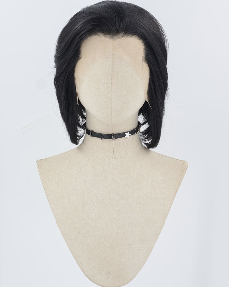 Black Short Synthetic Lace Front Men's Wig MW049