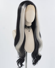 Black Ombre Grey Synthetic Lace Front Wig WW787