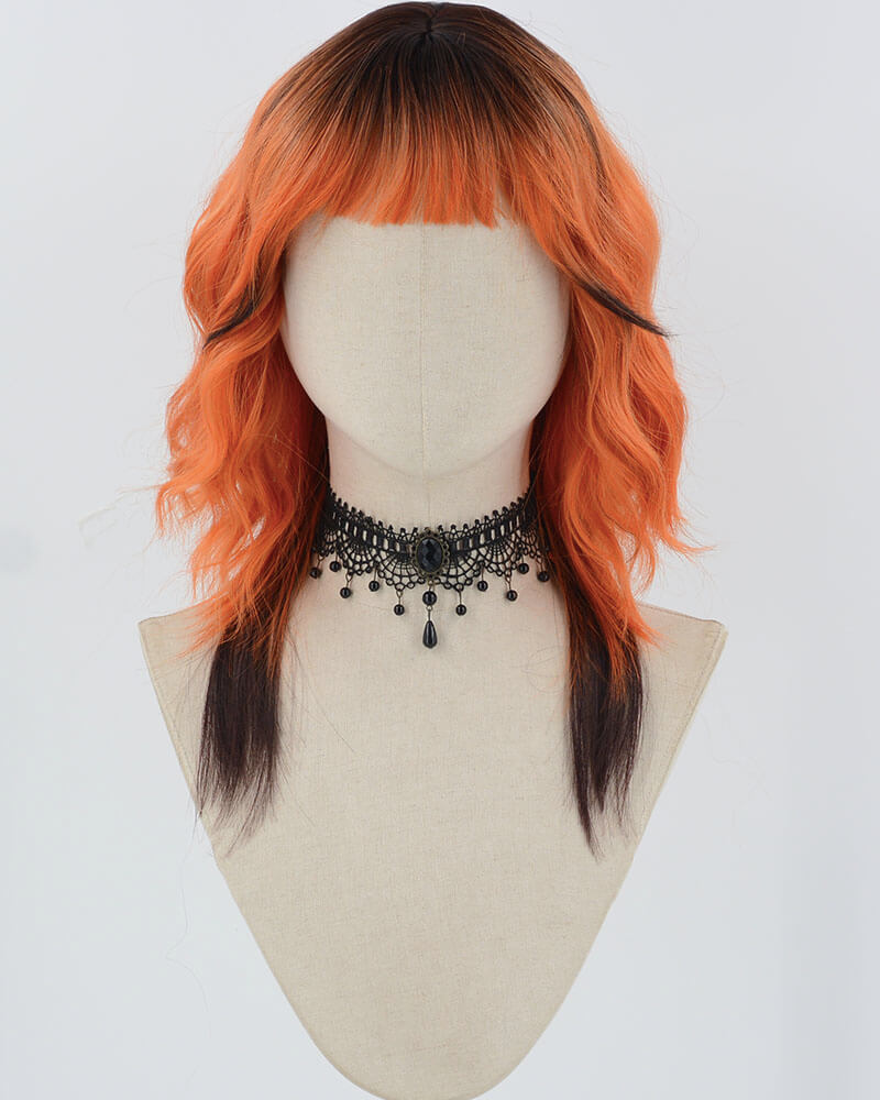 Black Ombre Orange Synthetic Wig HW636
