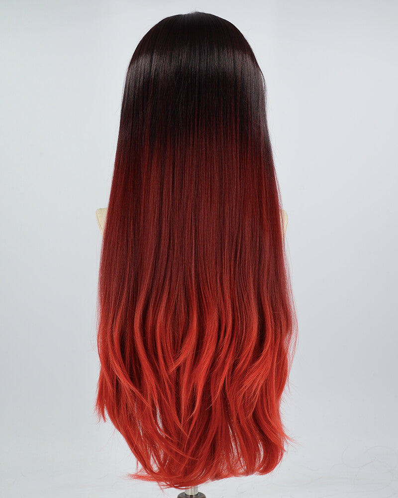 Black Ombre Red Synthetic Lace Front Wig WW610