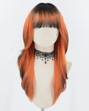 Orange Ombre Black Synthetic Wig HW746