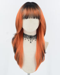 Orange Ombre Black Synthetic Wig HW746