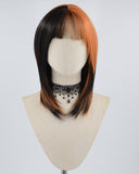 Orange Ombre Black Synthetic Wig HW382