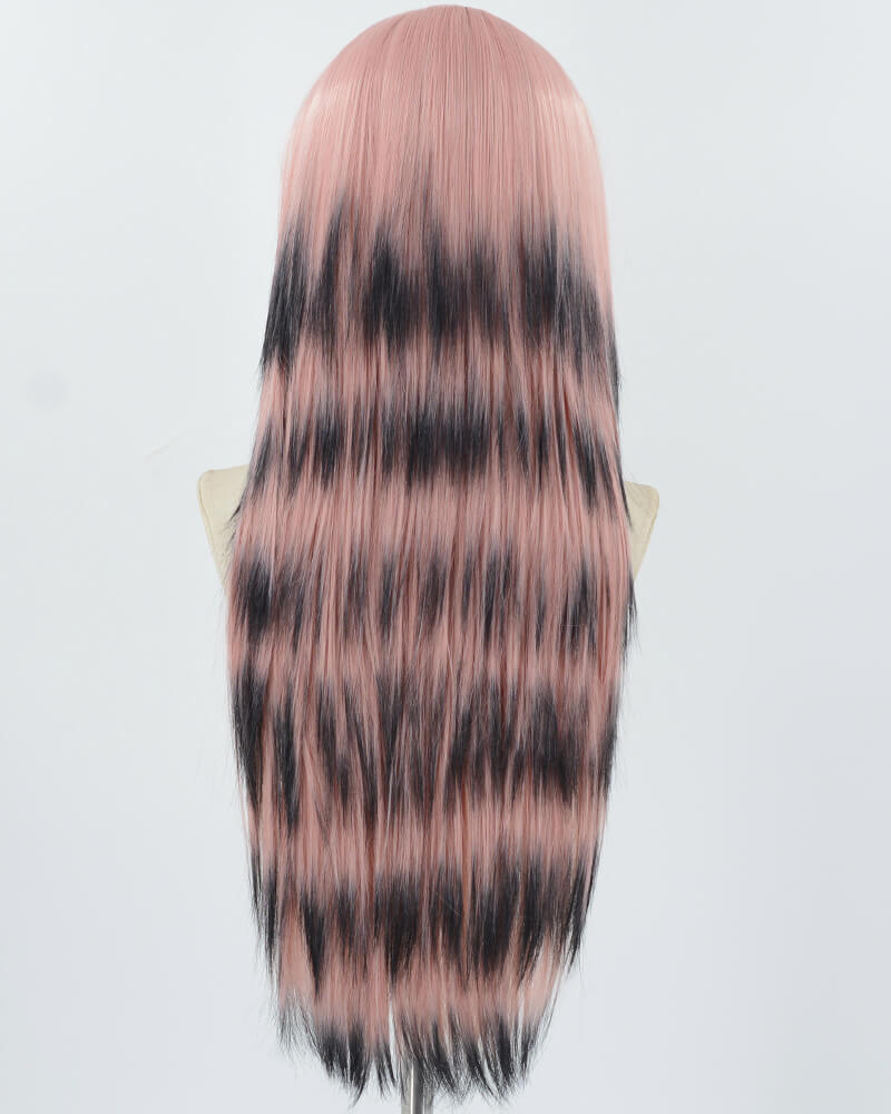 Pink Ombre Black Long Synthetic Lace Front Wig WW762