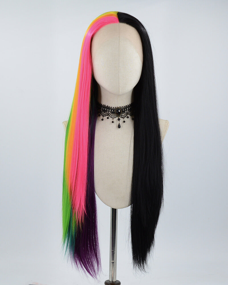 Black Pink Ombre Synthetic Lace Front Wig WW504