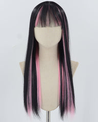Black Pink Synthetic Wig HW655