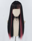 Black Pink Synthetic Wig HW715