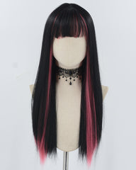Black Pink Synthetic Wig HW715