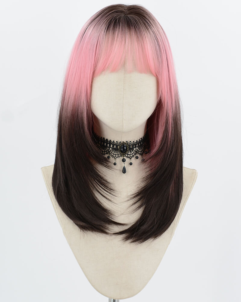 Pink Ombre Black Synthetic Wig HW265 – Weekendwigs