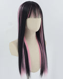Black Pink Synthetic Wig HW655