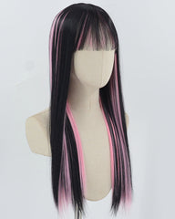 Black Pink Synthetic Wig HW655