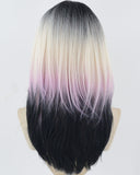 Purple Ombre Blonde Black Synthetic Wig HW616
