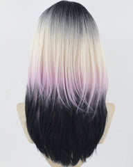 Purple Ombre Blonde Black Synthetic Wig HW616