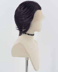 Black Purple Short Synthetic Lace Front Men's Wig MW029