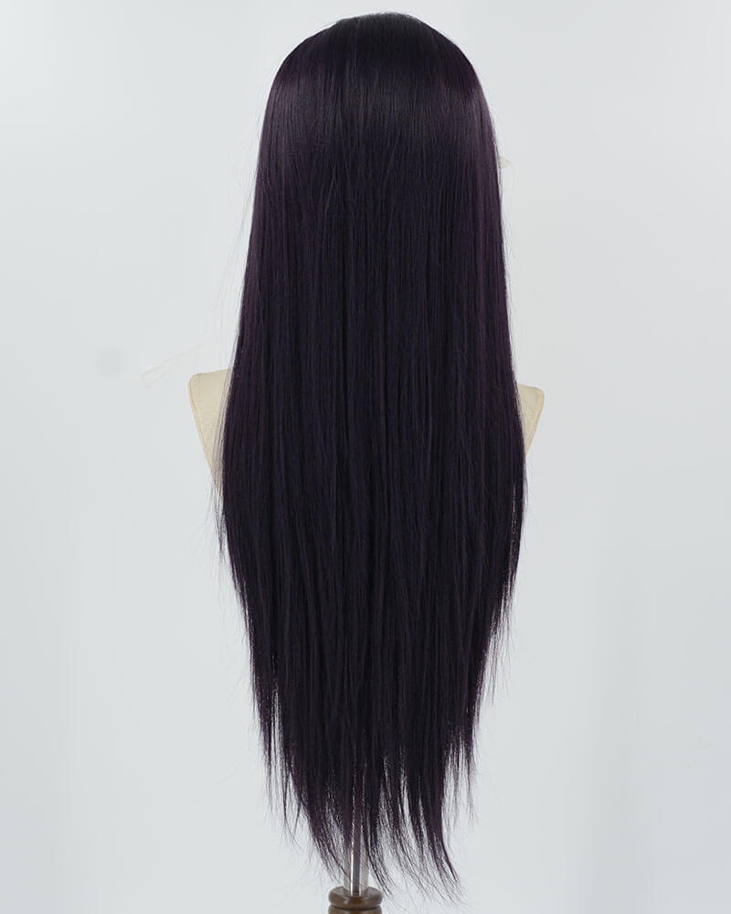 Black Purple Long Straight Synthetic Lace Front Wig WW852