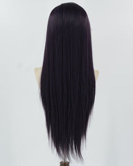 Black Purple Long Straight Synthetic Lace Front Wig WW852