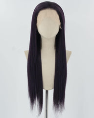 Black Purple Long Straight Synthetic Lace Front Wig WW852