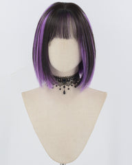 Black Purple Short Bob Synthetic Wig HW720