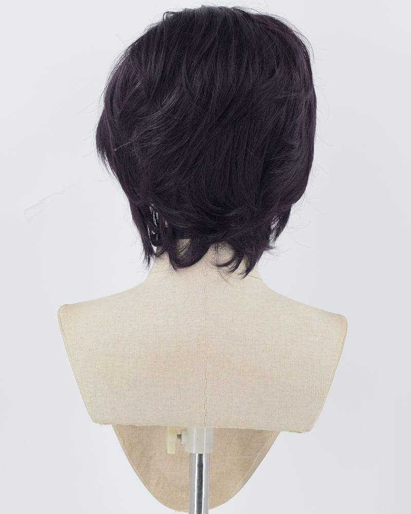 Black Purple Short Synthetic Lace Front Men's Wig MW029