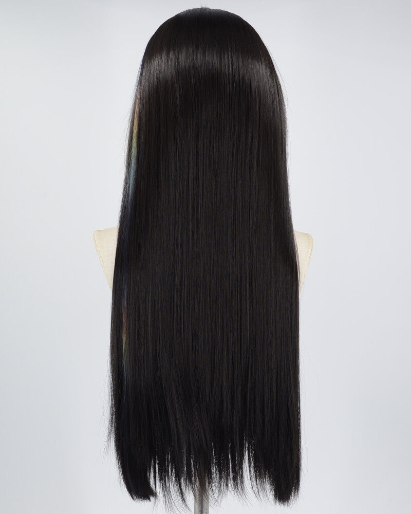 Black Rainbow Long Straight Synthetic Lace Front Wig WW580