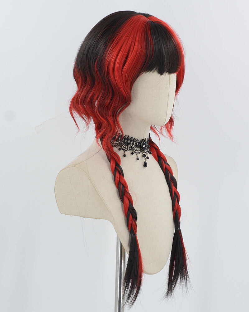 Black Red Braided Synthetic Wig HW698