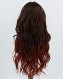 Black Ombre Red Orange Curly Synthetic Wig HW775