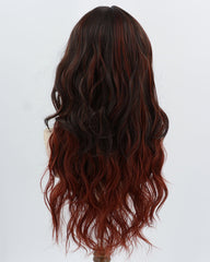 Black Ombre Red Orange Curly Synthetic Wig HW775