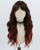 Black Ombre Red Orange Curly Synthetic Wig HW775