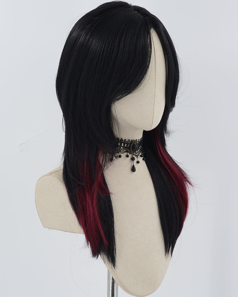 Black Red Synthetic Wig HW619