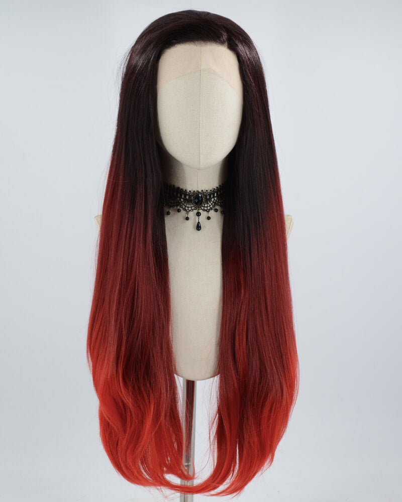 Black Ombre Red Synthetic Lace Front Wig WW610