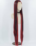 40Inch Long Red Black Straight Synthetic Lace Front Wig WW746