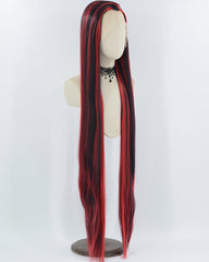 40Inch Long Red Black Straight Synthetic Lace Front Wig WW746