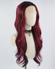Black Red Wavy Synthetic Lace Front Wig WW628