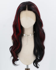 Black Strunk Stripe Red Synthetic Lace Front Wig WW1022