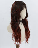 Black Ombre Red Orange Curly Synthetic Wig HW775