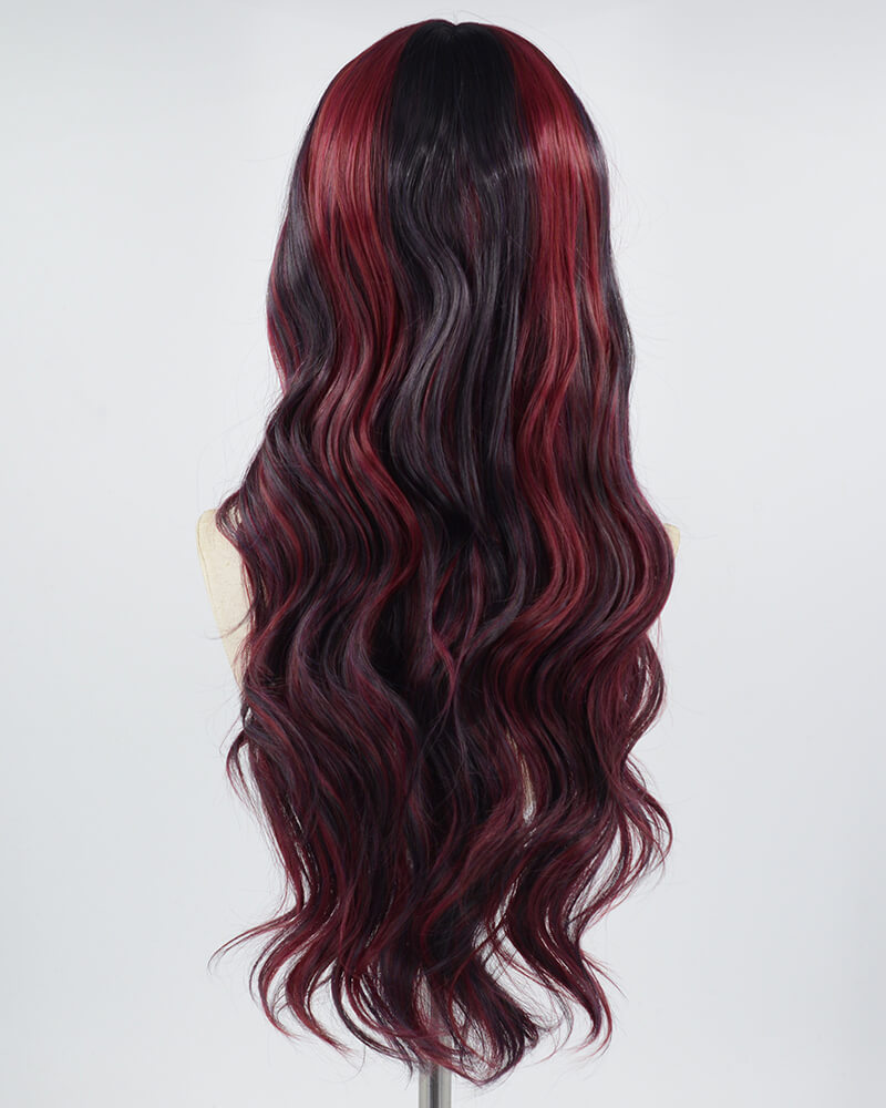 Black Red Wavy Synthetic Lace Front Wig WW628