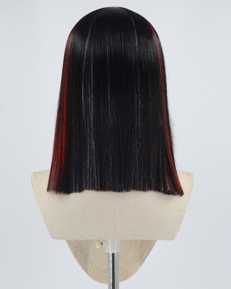 Black Red White Synthetic Lace Front Wig WW615