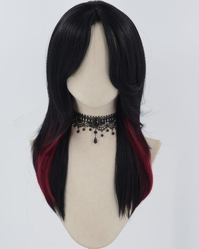 Black Red Synthetic Wig HW619