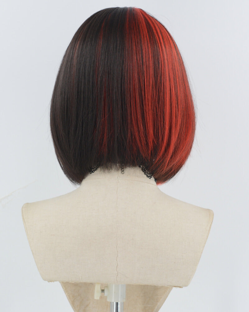 Black Red Short Bob Synthetic Wig HW693