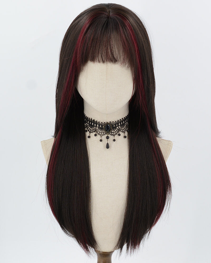 Black Red Synthetic Wig HW809