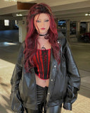 Black Red Wavy Synthetic Lace Front Wig WW628