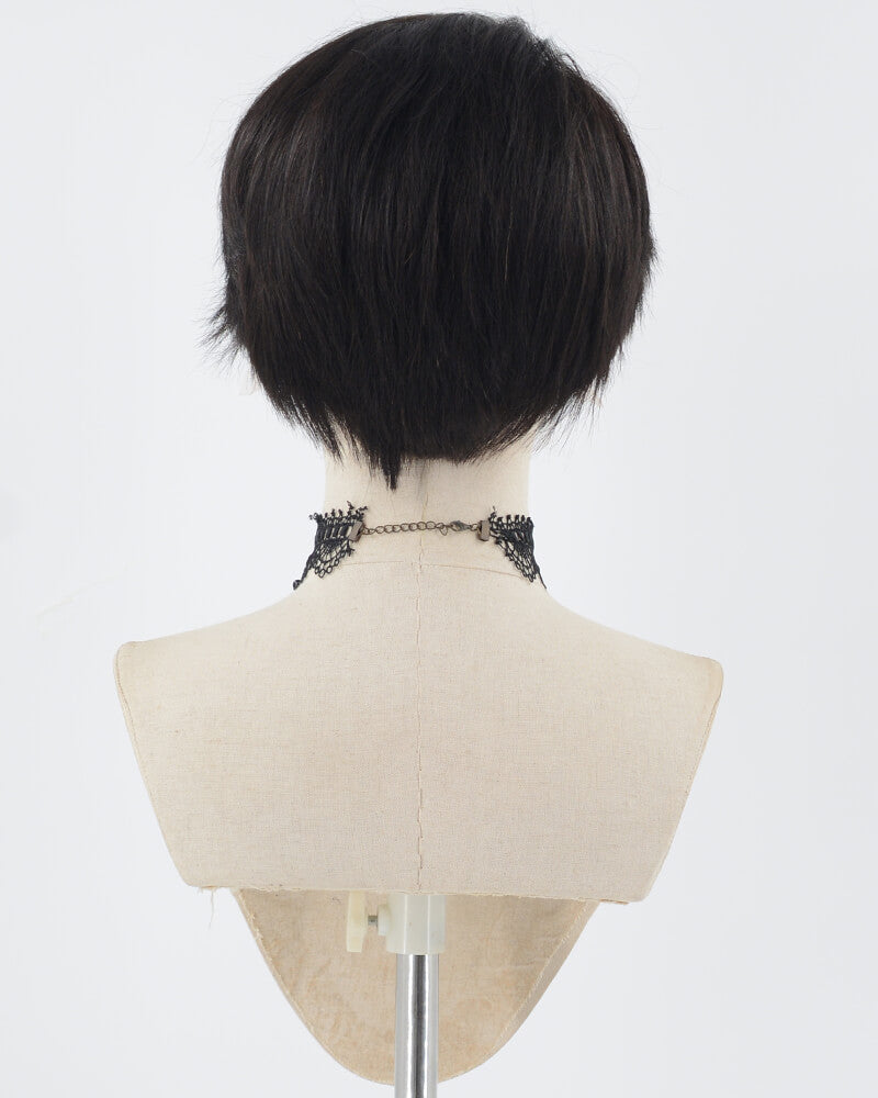 Pixie Cut Black Short Human Hair Wig HT032