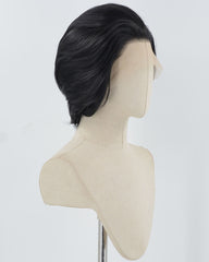 Black Short Synthetic Lace Front Men's Wig MW001