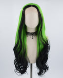 Green Streaked Ombre Black Synthetic Lace Front Wig WW523