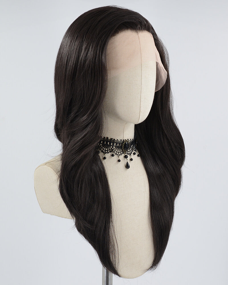 Natural Black Wavy Synthetic Lace Front Wig WW606
