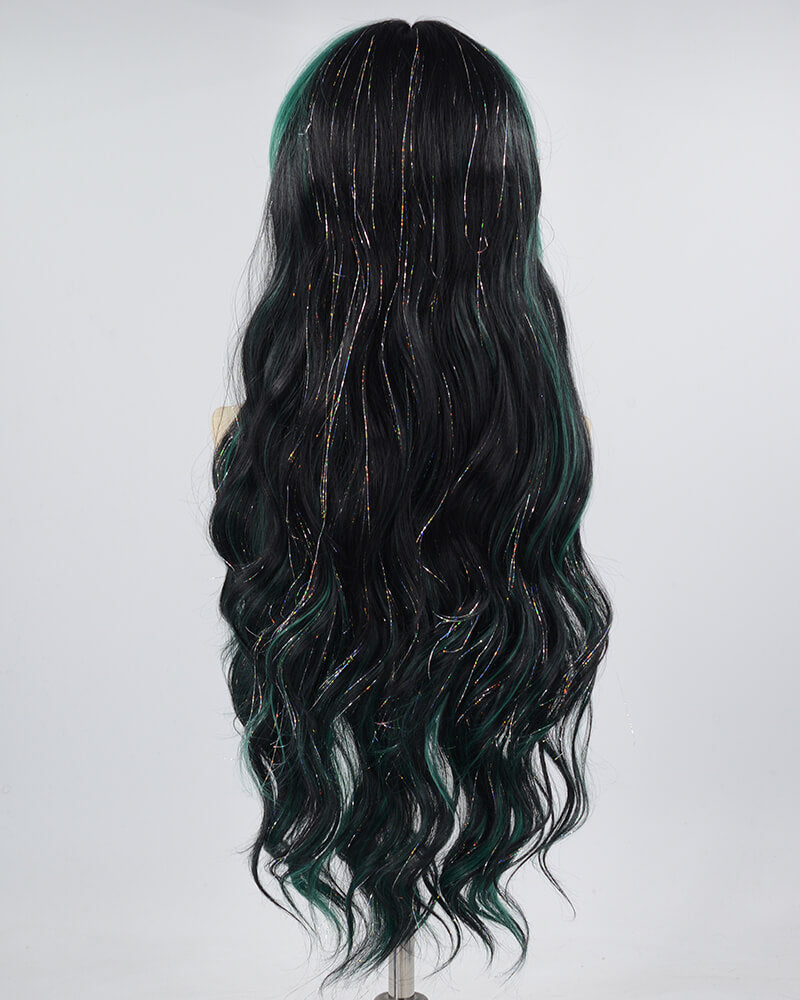 Green Black Tinsel Synthetic Lace Front Wig WW626
