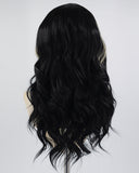 Blonde Skunk Stripe Black Synthetic Lace Front Wig WW585