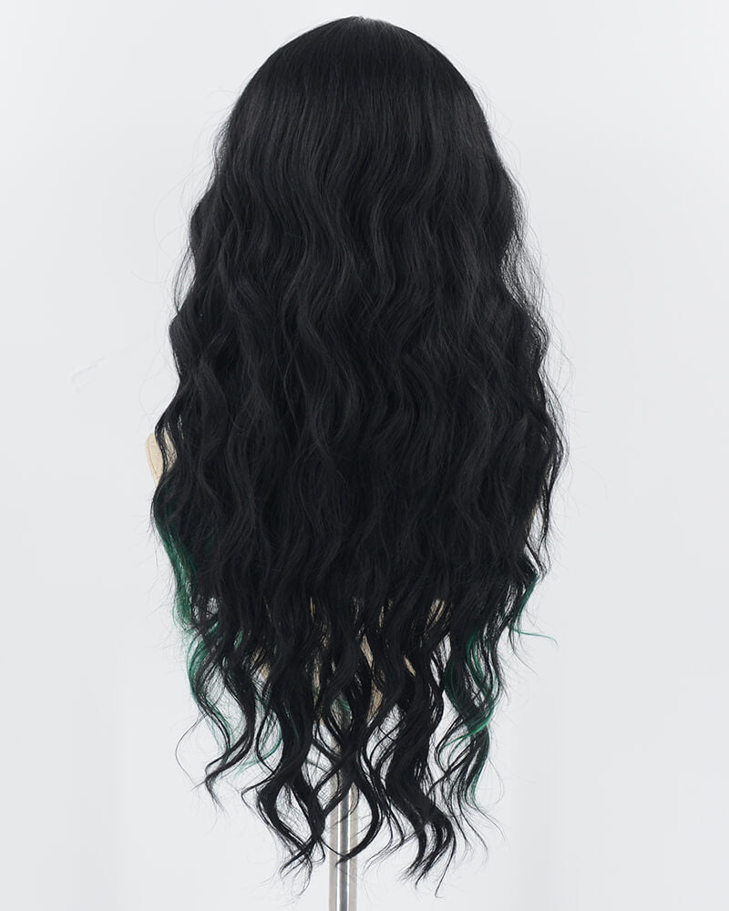 Black Green Wavy Synthetic Wig HW477