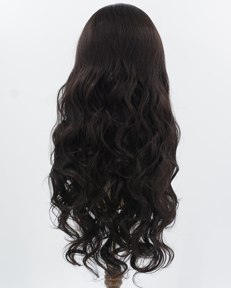 Natural Black Long Wavy Synthetic Lace Front Wig WW734