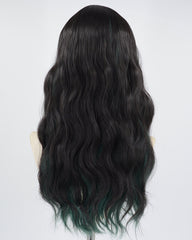 Green Bangs Black Synthetic Wig HW318